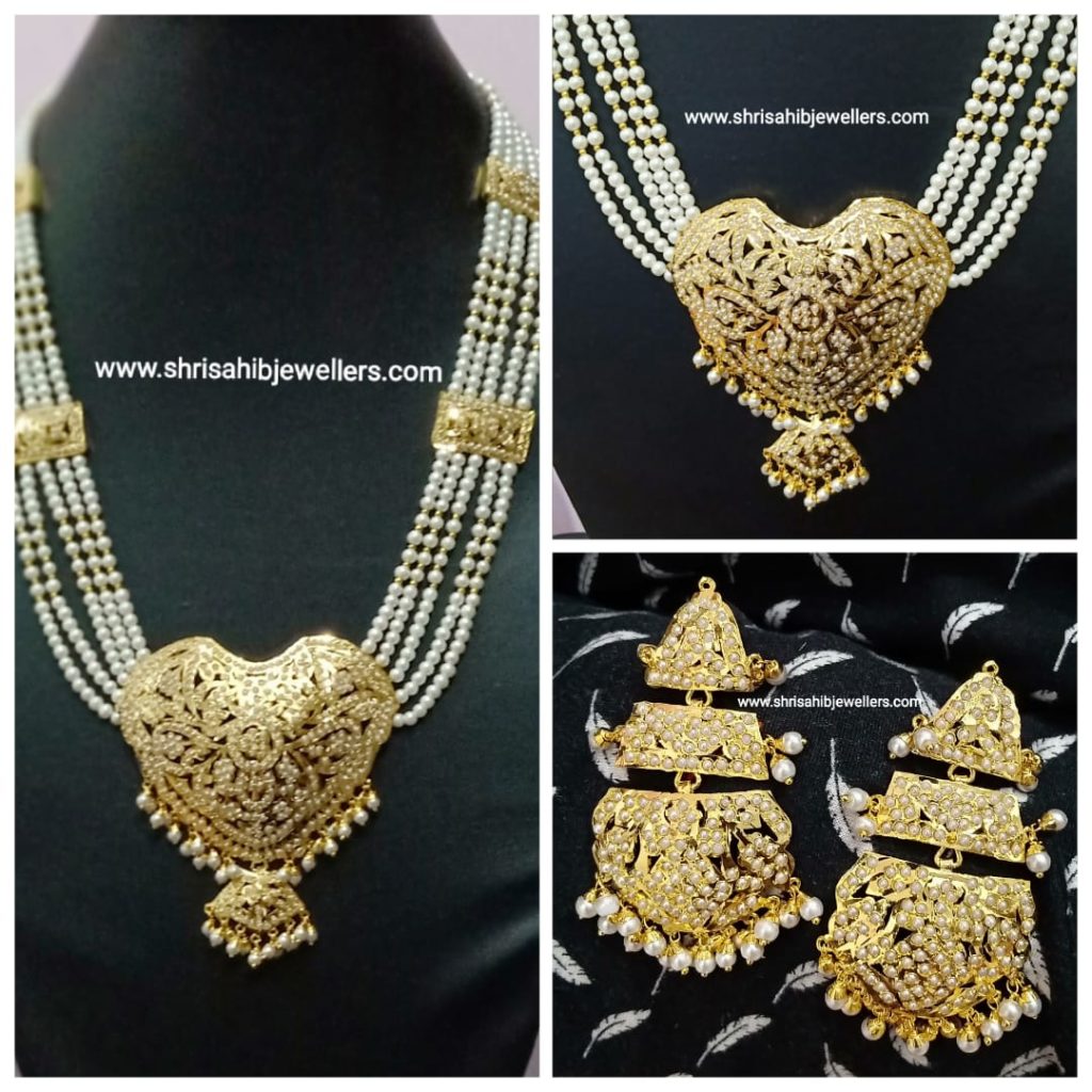 Gold Plated Jadau Rani Har White