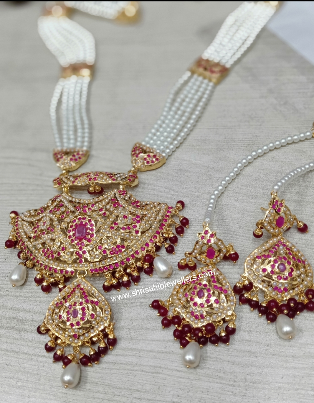 Buy Punjabi Online Ruby White Wedding Jadau Rani Har/shrisahibjewellers ...