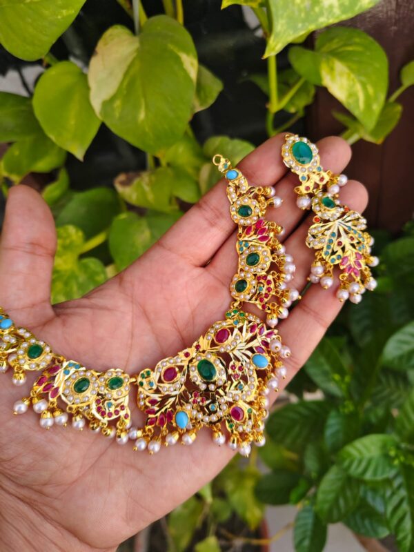 Hyderabadi Navratan Jadau Necklace Design