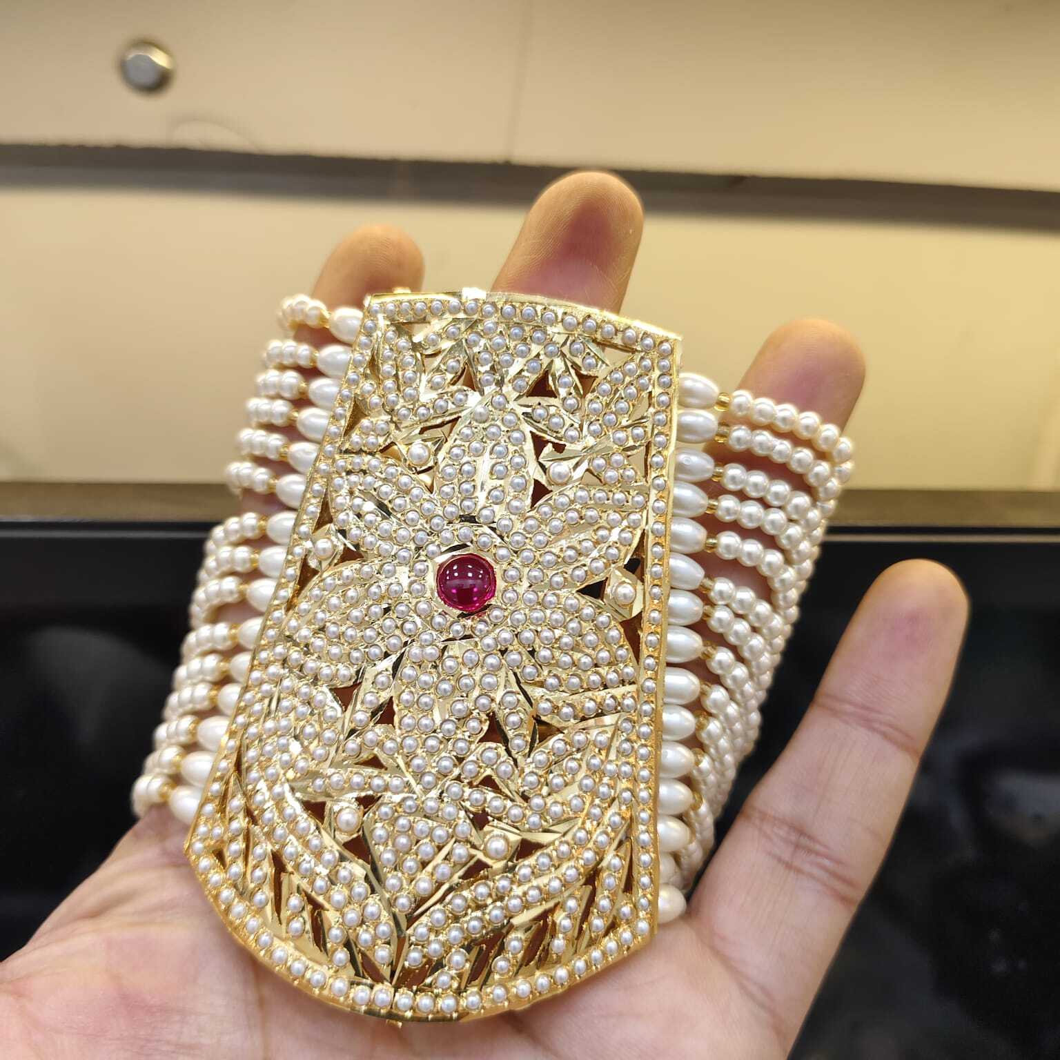 24 Carat Gold Plated pearl Jadau