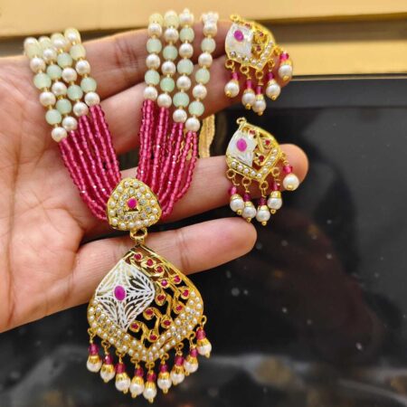 Ruby Pink Jadau Choker Set 2