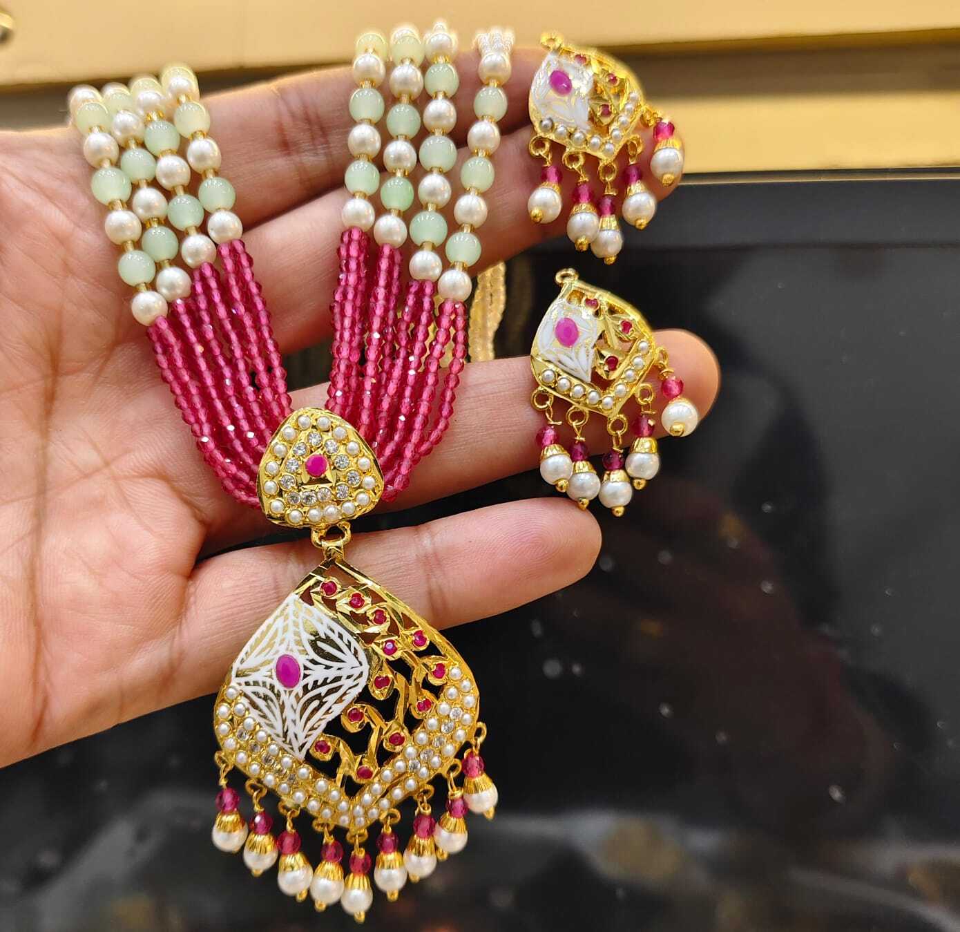 Ruby Pink Jadau Choker Set 2