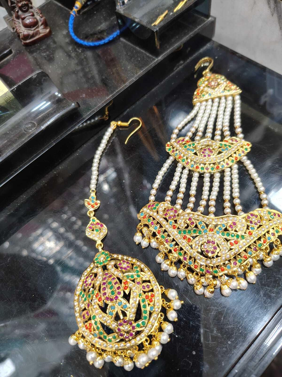 Navratan jadau jhumar passa tikka