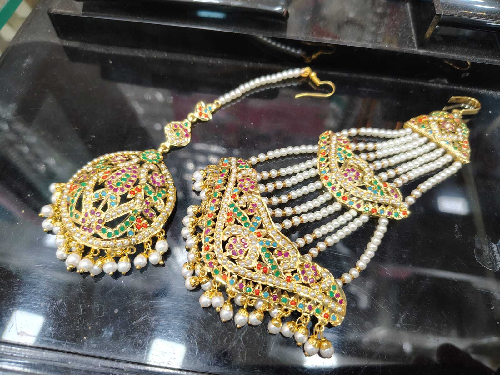 Navratan jadau jhumar passa tikka