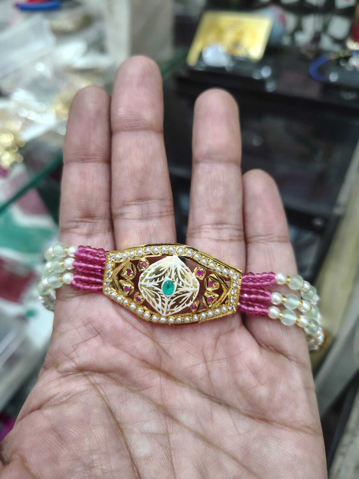 Ruby Pink Jadau Breslet